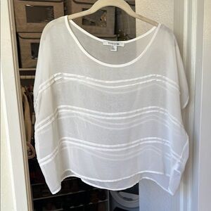 2000s Forever 21 White Sheer Short Sleeve Top